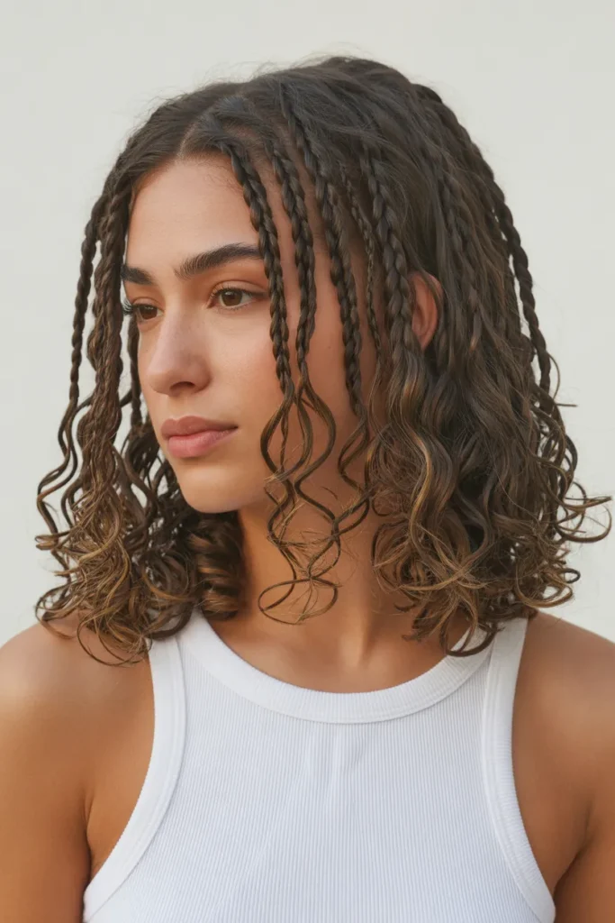 Layered Shoulder-Length Boho Knotless Braids