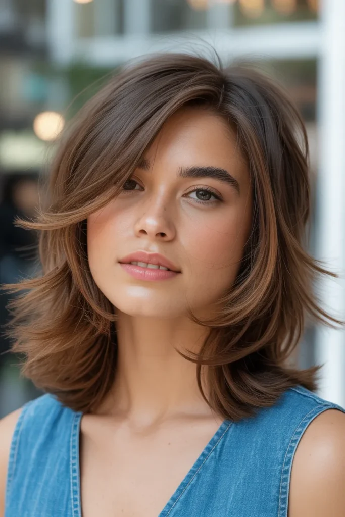 Layered Shoulder-Length Cut with Feathered Ends