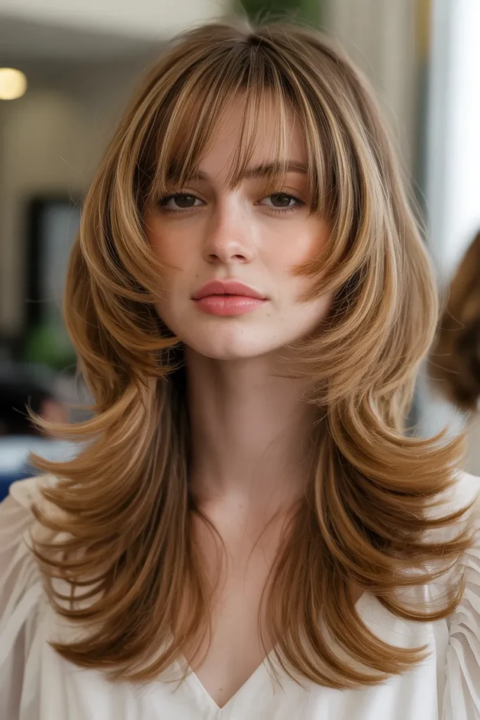 Long Butterfly Cut with Airy Bangs