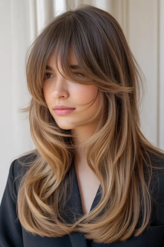 Long Hair with Airy Feathered Bangs