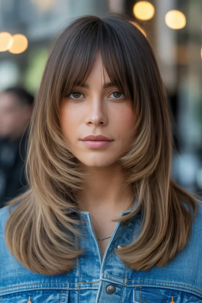 Long Hair with Face-Framing Layered Bangs