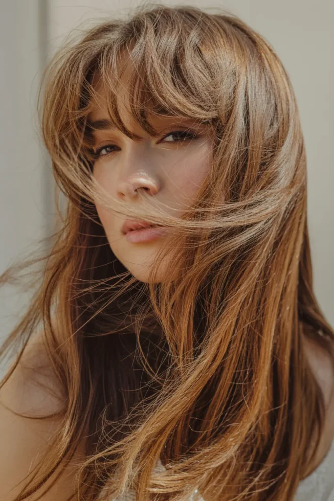 Long Layered Hair with Wispy Bangs