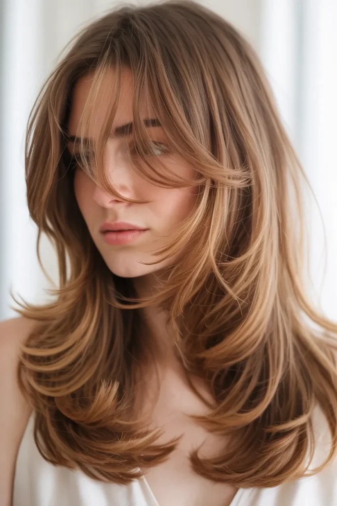 Long Layered Hair with Wispy Side Bangs