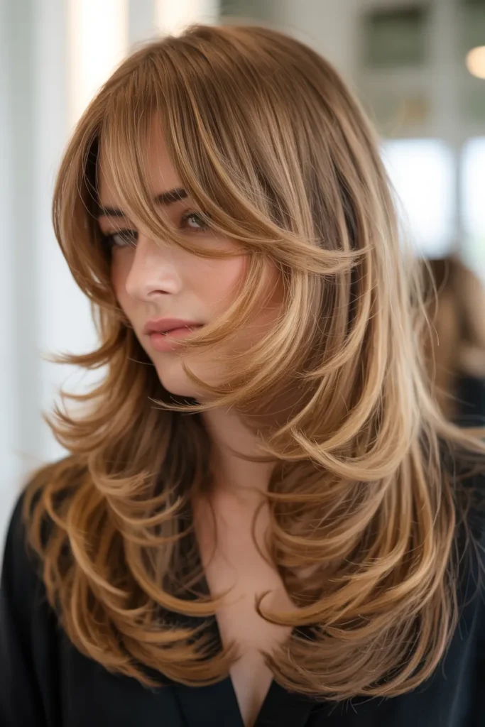 Long Layers with Light Feathered Side Bangs