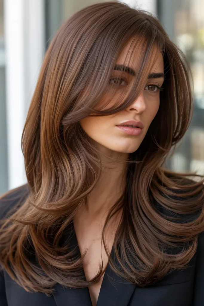 Long Layers with Soft Blended Side Bangs