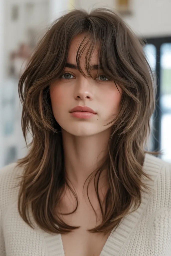Long Shag Layers with Curtain Bangs
