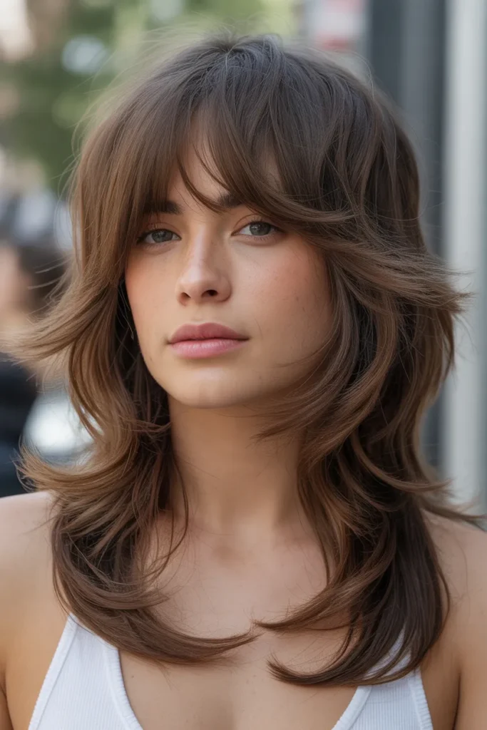 Long Shag Layers with Textured Bangs