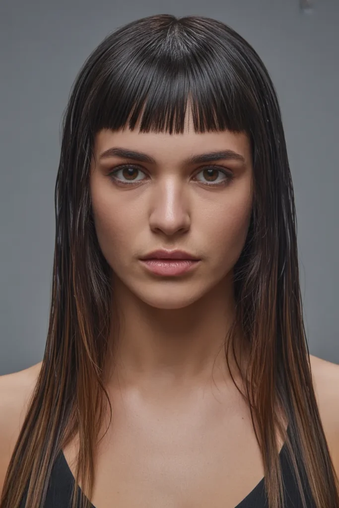 Long Straight Cut with Micro Bangs