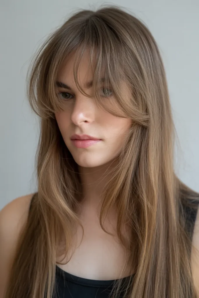 Long Straight Hair with Wispy Bangs