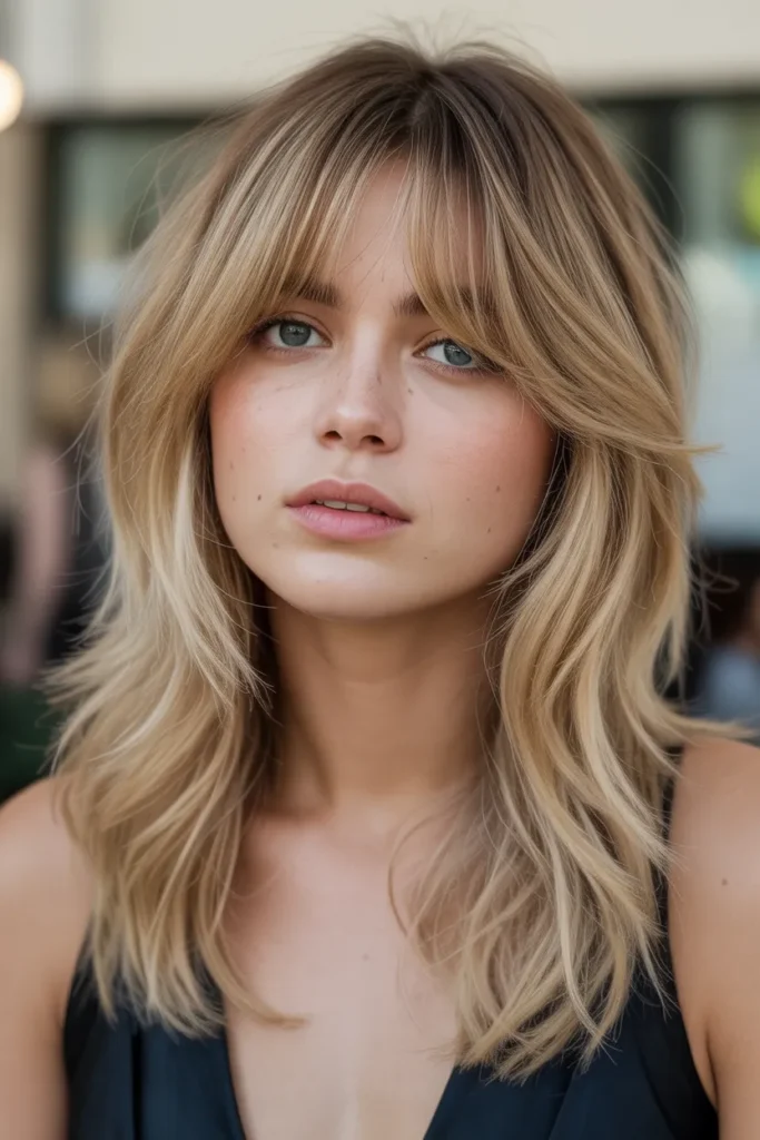 Long Tousled Layers with Soft Split Bangs