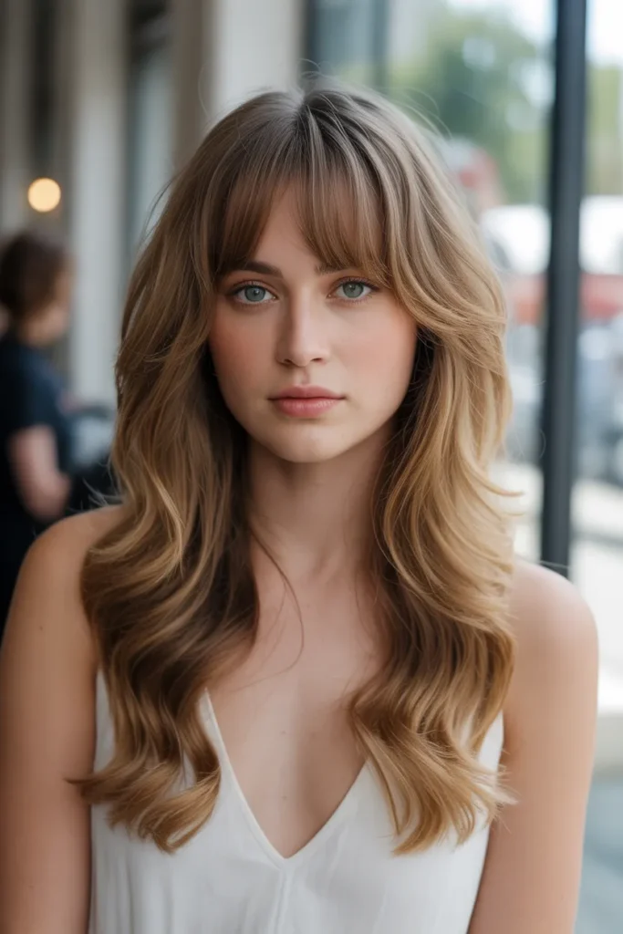Long Wavy Hair with Bottleneck Bangs