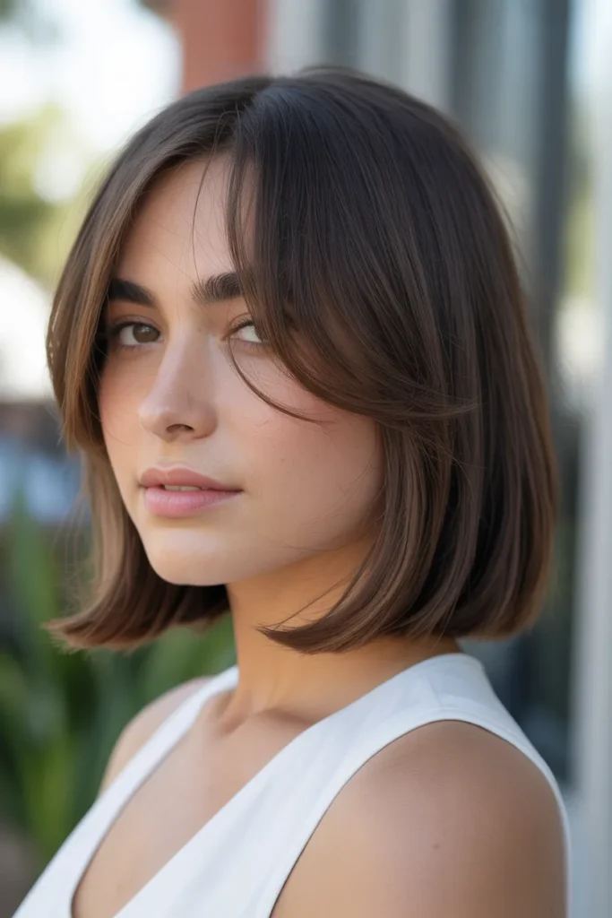 Medium Lob with Wispy Side Bangs