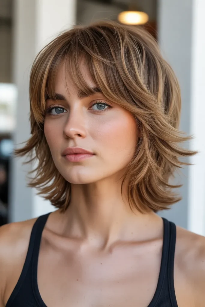 Medium Shag with Light Wispy Bangs