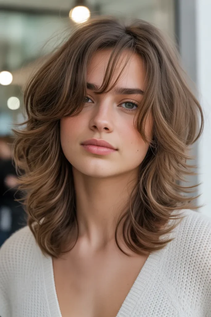 Messy Wavy Layers with Side Bangs