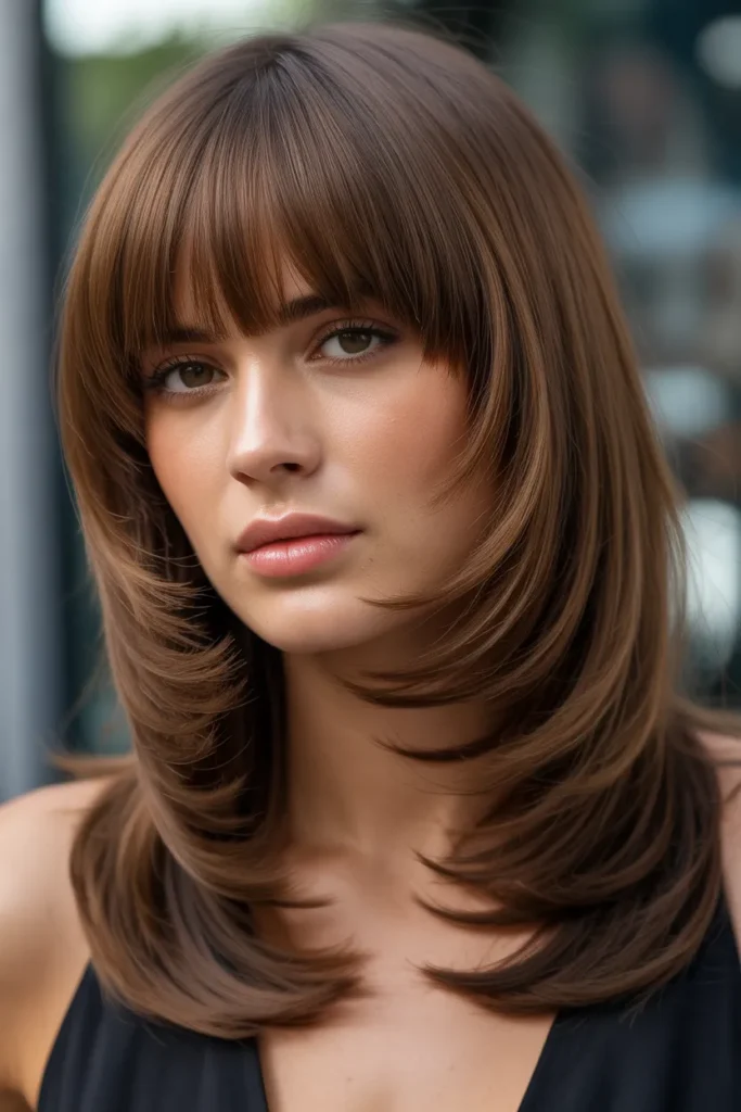 Modern Butterfly Haircut with Straight Bangs