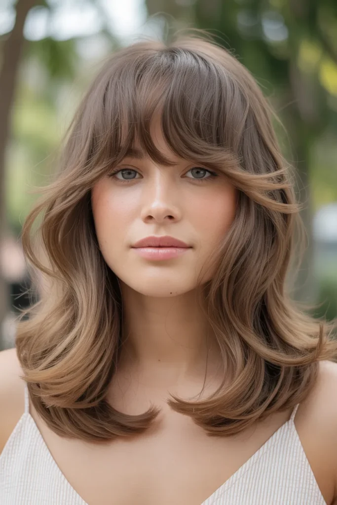 Natural Butterfly Cut with Wispy Bangs