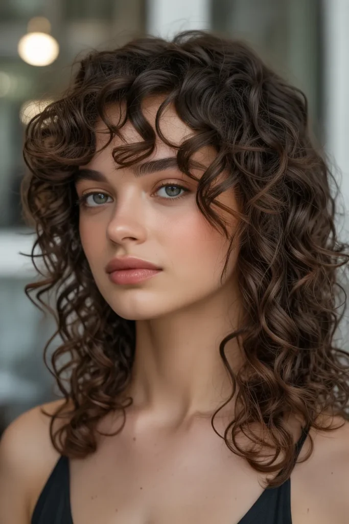 Rich Chocolate Brown Curly Hair