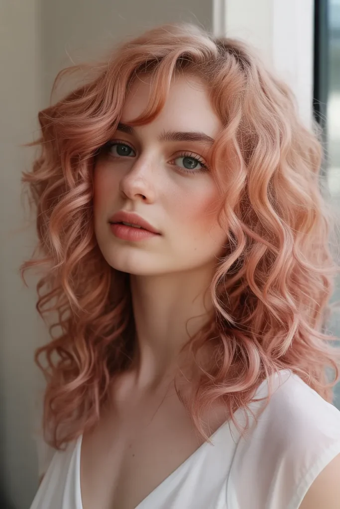 Rose Gold Curly Hair Color