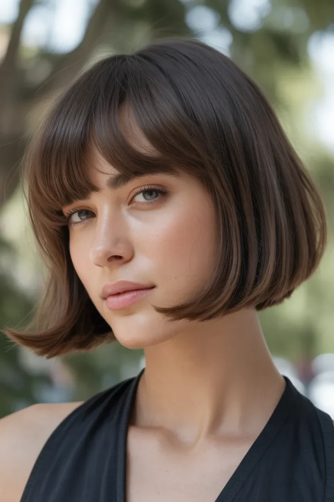 Rounded Bob with Soft Full Fringe