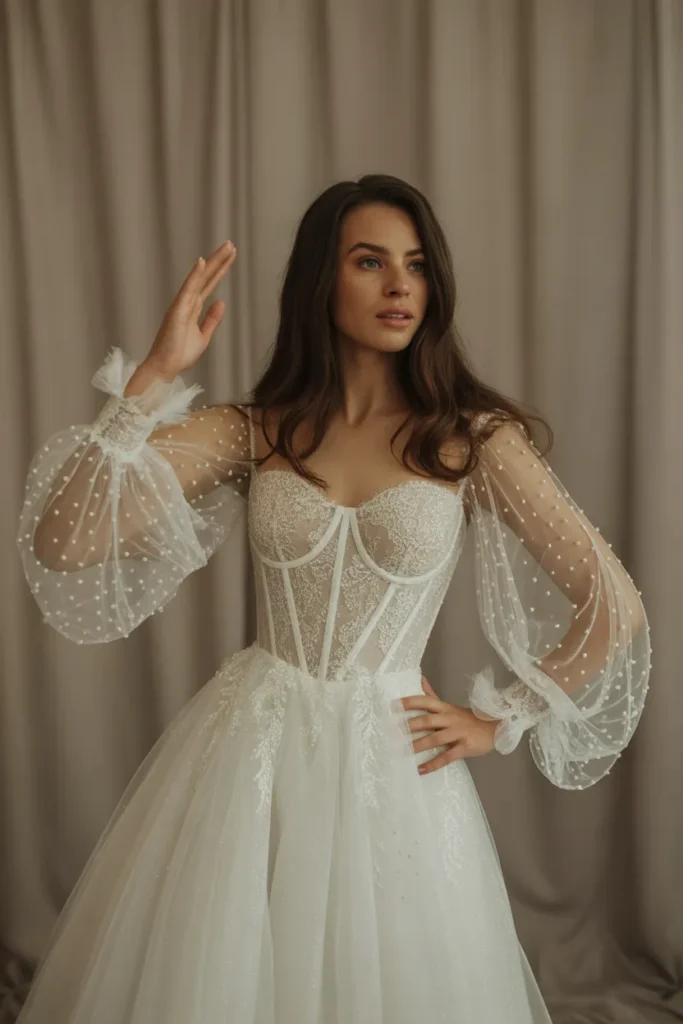 Sheer Illusion Sleeve Fantasy Wedding Dress