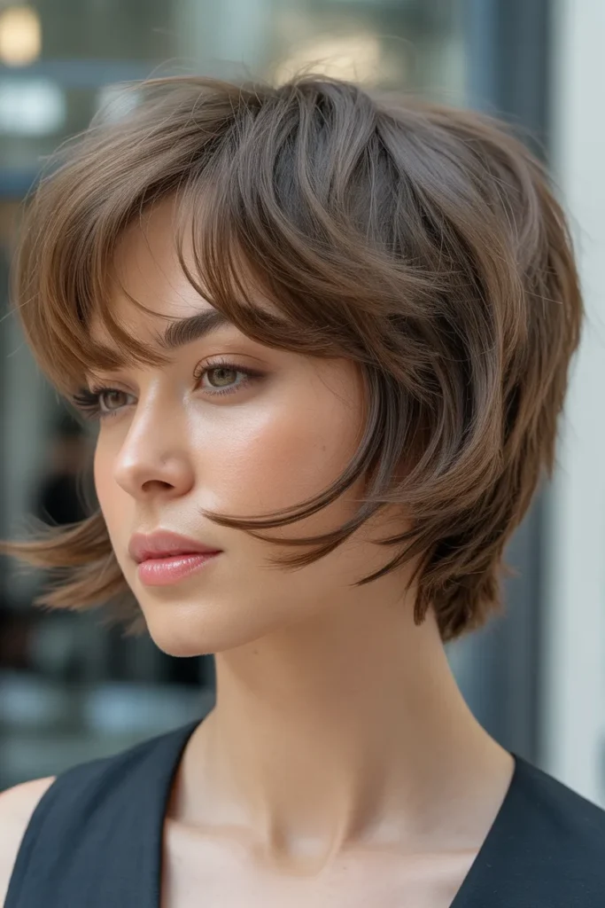 Short Feathered Cut with Wispy Bangs