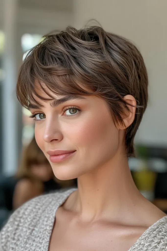 Short Layered Pixie with Wispy Bangs