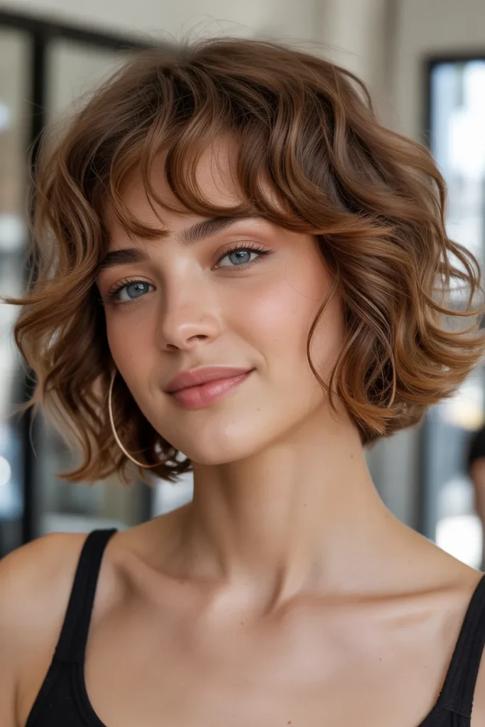 Short Wavy Hair with Wispy Bangs