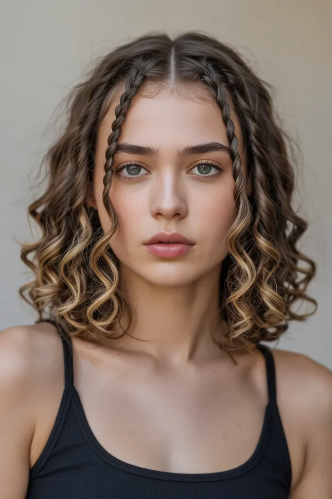 Shoulder-Length Boho Knotless Braids with Face-Framing Curls