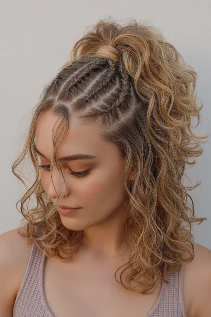 Shoulder-Length Boho Knotless Braids with High Ponytail Style