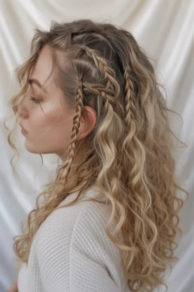 Shoulder-Length Boho Knotless Braids with Loose Boho Curls