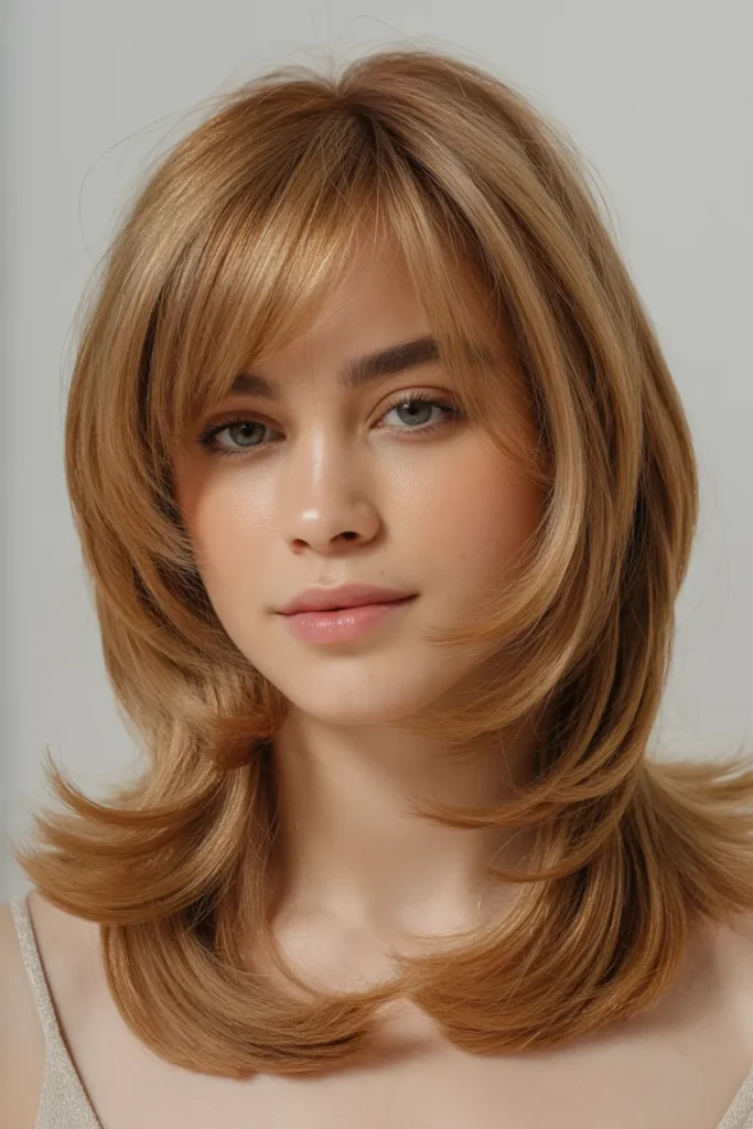 Shoulder-Length Butterfly Cut with Soft Fringe