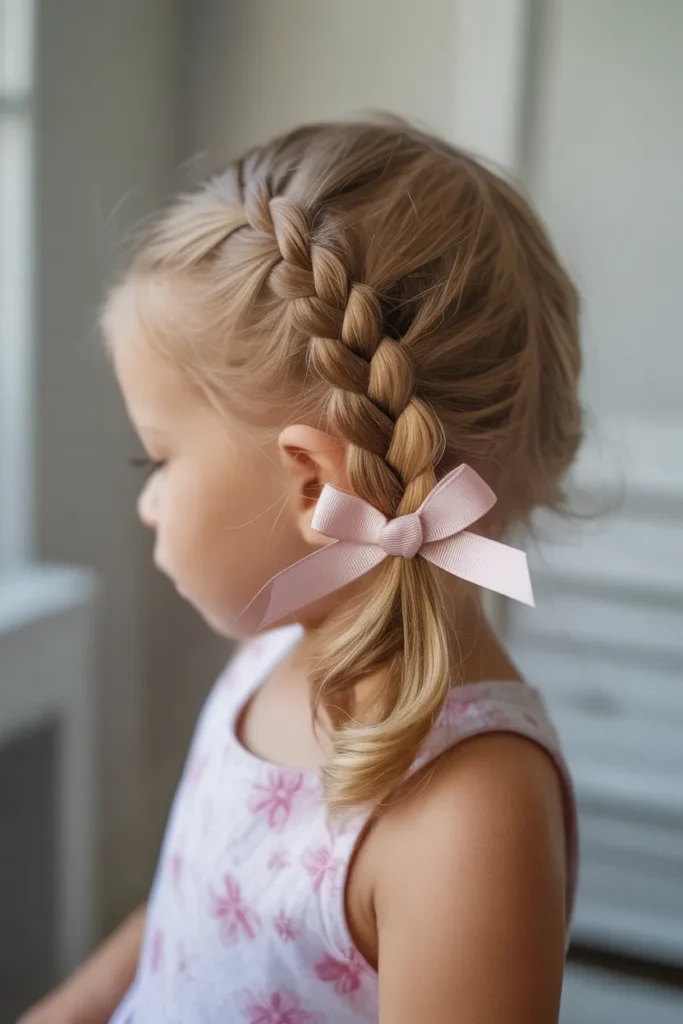 Side Braid with Ribbon