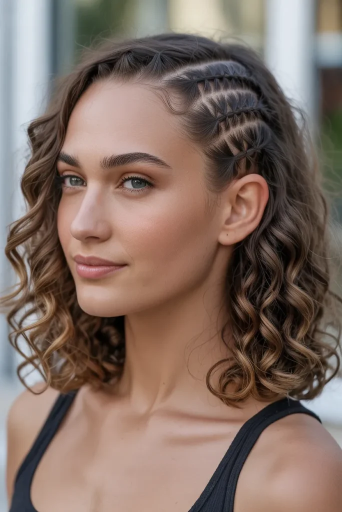 Side-Parted Shoulder-Length Boho Knotless Braids