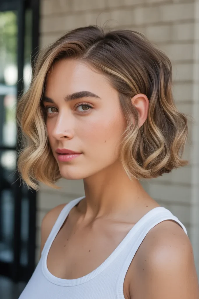 Side-Parted Wavy Bob