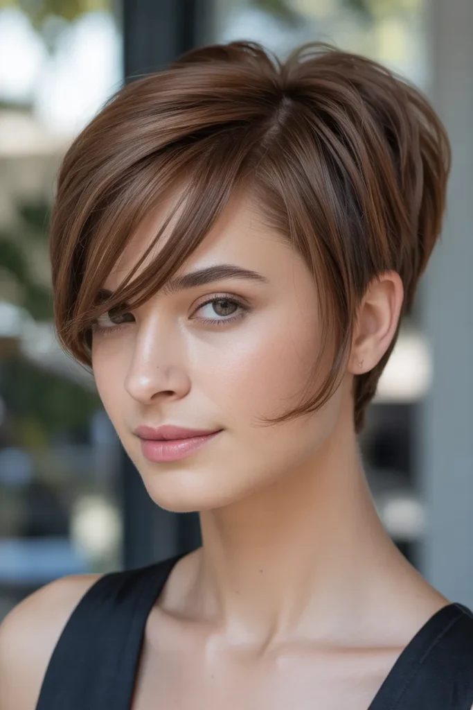 Side-Swept Pixie for Round Faces