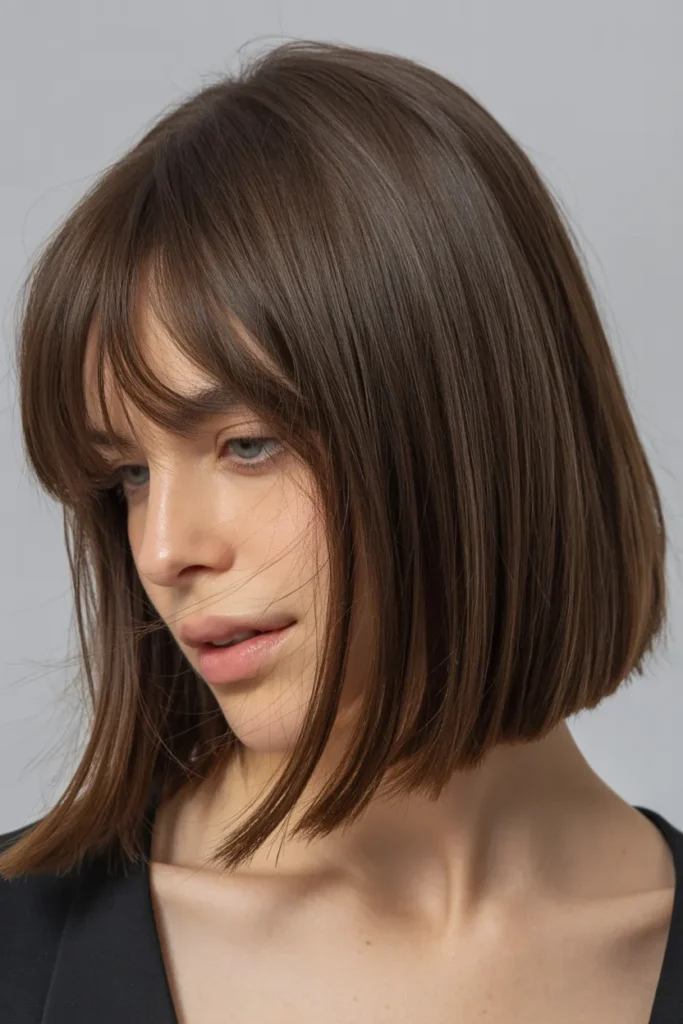 Sleek Long Bob with Wispy Bangs
