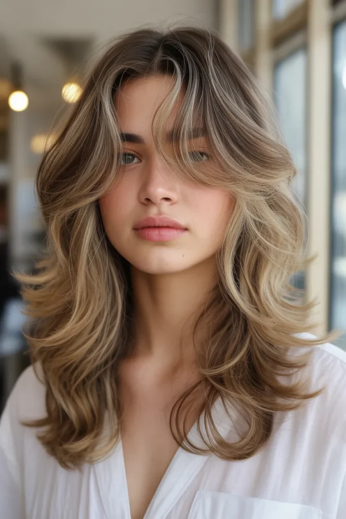 Soft Beachy Layers with Flowing Curtain Bangs