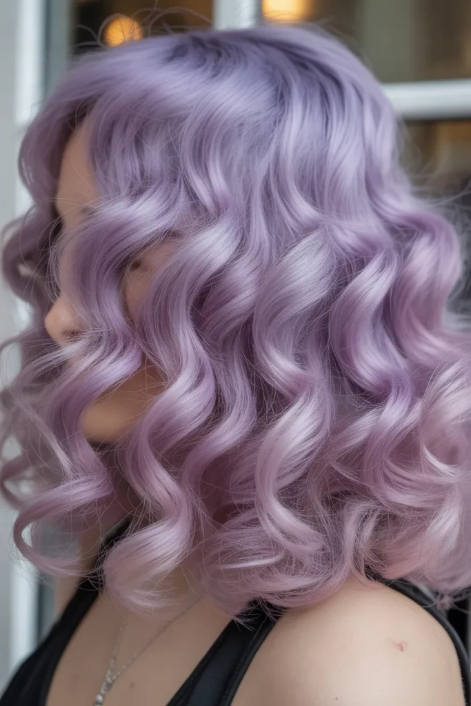 Soft Lavender Curly Hair Color