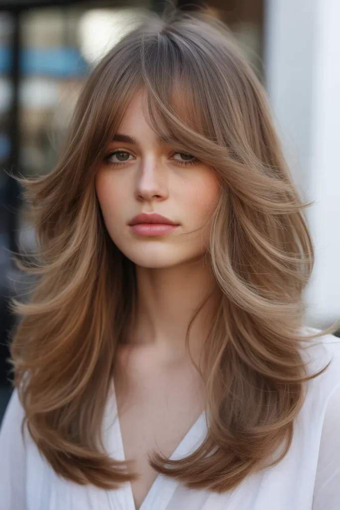 Butterfly Cut with Soft Layered Bangs