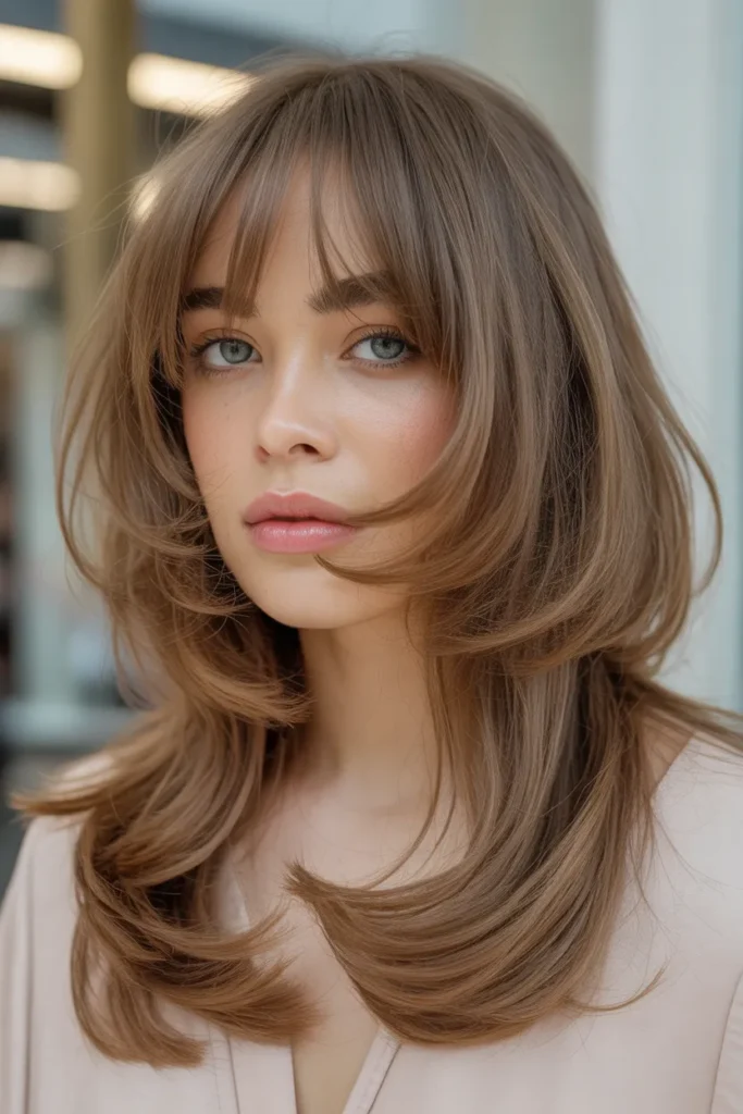 Soft Layered Butterfly Cut with Wispy Bangs