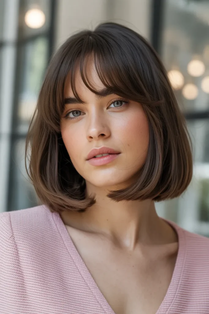 Layered Long Bob with Curtain Bangs