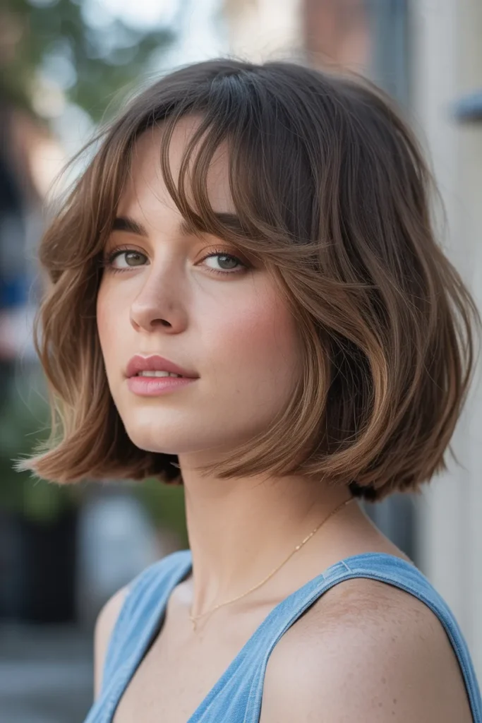 Soft Layered Long Bob with Wispy Bangs