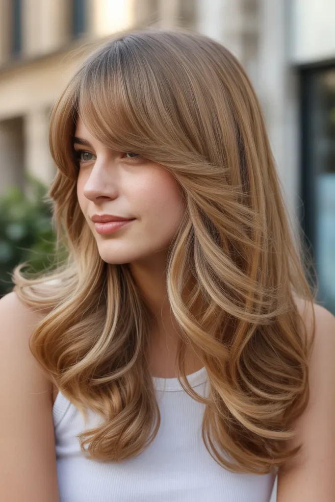 Soft Layered Waves with Light Side Bangs