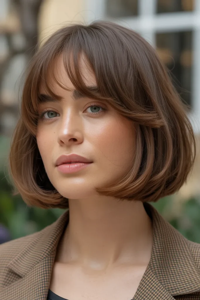 Soft Rounded Bob with Wispy Bangs