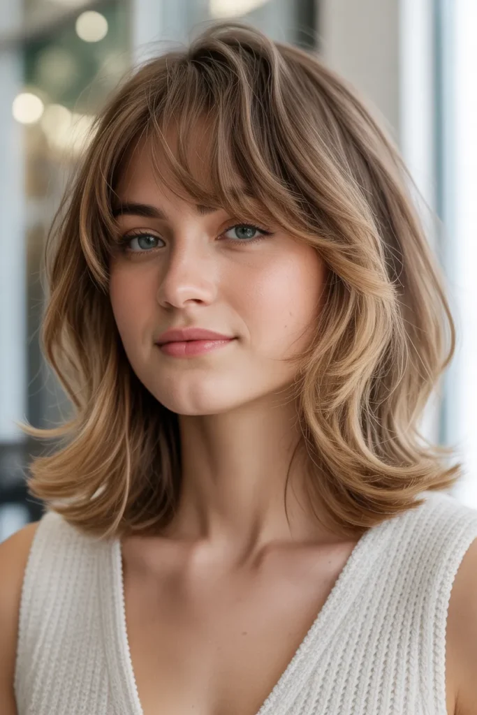 Soft Shoulder-Length Layers with Wispy Bangs