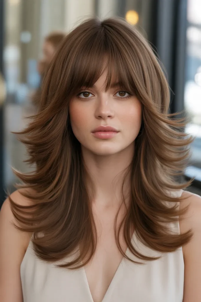 Soft Voluminous Butterfly Haircut with Bangs