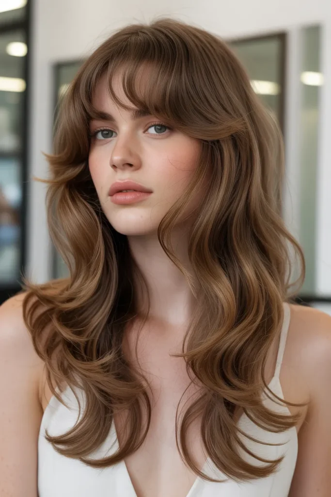 Soft Wavy Butterfly Haircut with Bangs