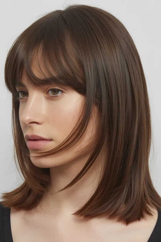 Straight Medium Hair with Soft Wispy Fringe
