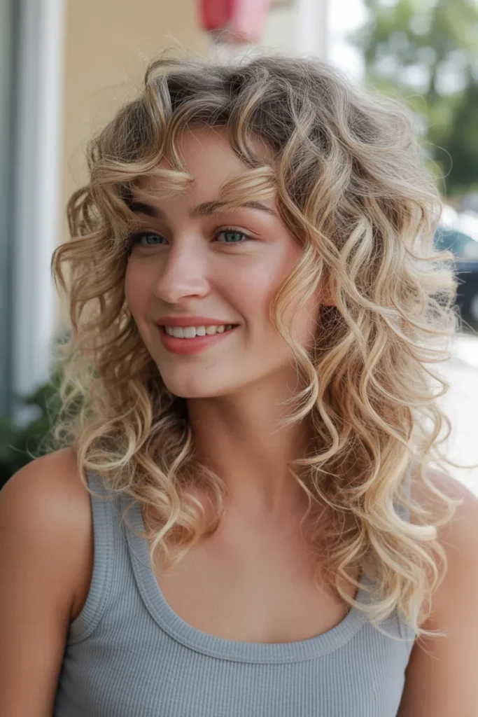 Sun-Kissed Blonde Curly Hair