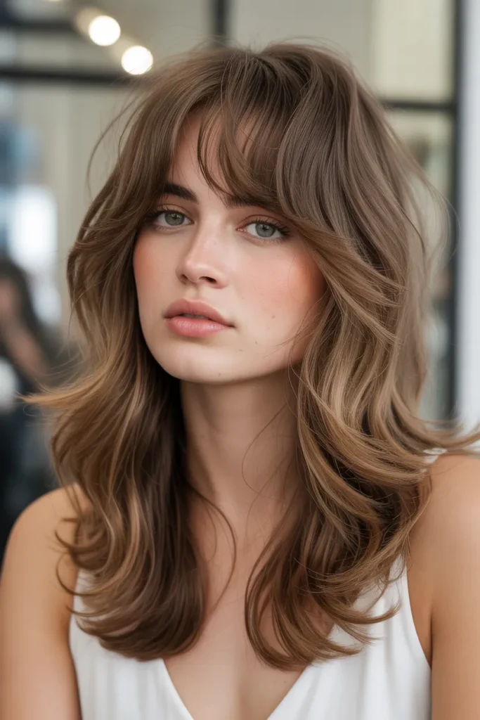 Textured Butterfly Cut with Light Wispy Bangs